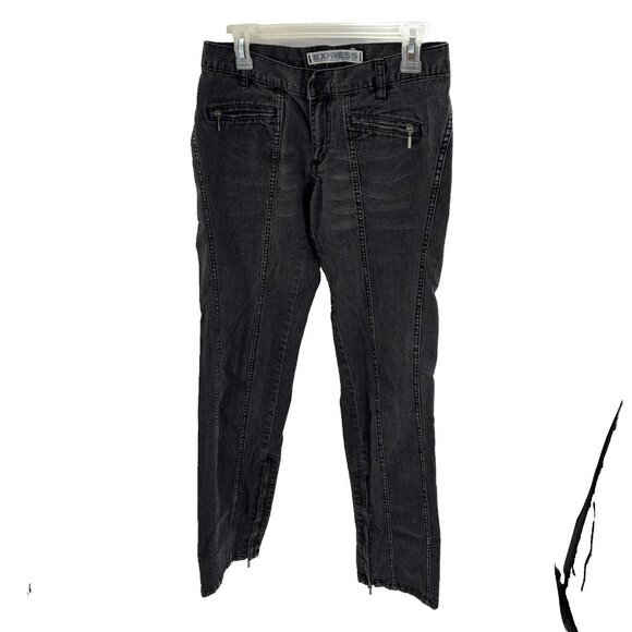 Express Womens Size 6 Precision Fit Black Jeans Zip Detail Stretch Pants - Picture 1 of 7